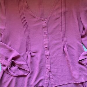 Anthropologie sheer Pins & Needles Purple Button-Up Blouse